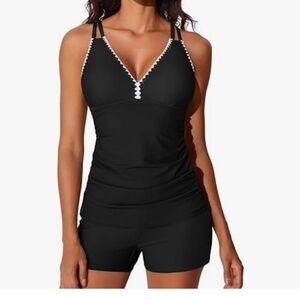 Summer Mae. Black and White Tankini Set. Size 12. NWT.